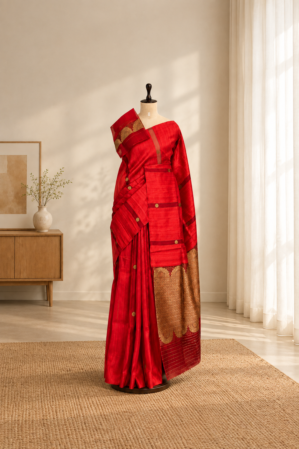 Pure Raw Silk Organza Fusion Saree