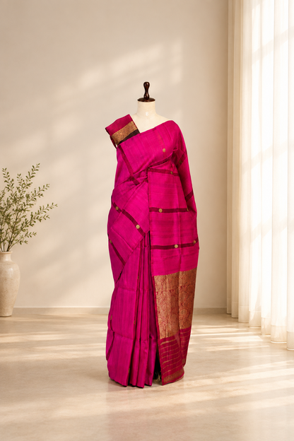 Pure Raw Silk Organza Fusion Saree