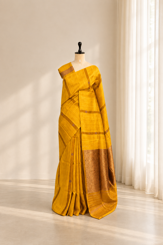 Pure Raw Silk Organza Fusion Saree