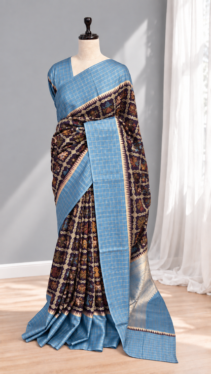 Blended Patola Silk Checks Saree
