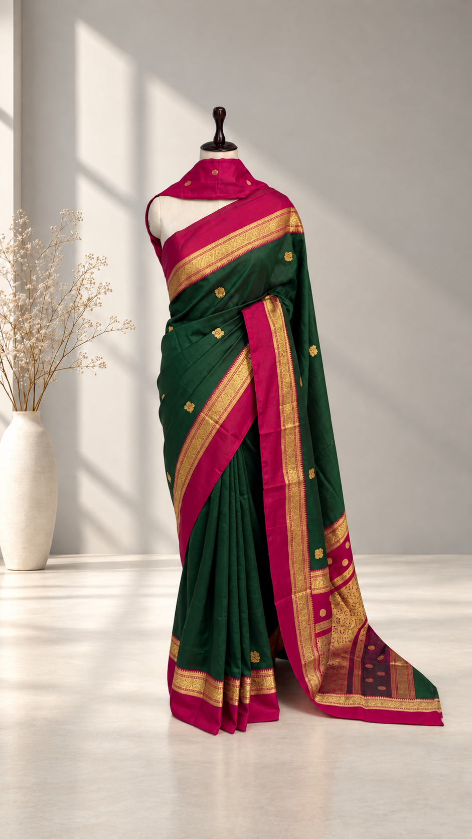 Blended Viscose Pattu Contrast Saree