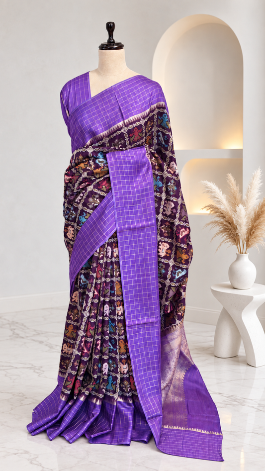Blended Patola Silk Checks Saree