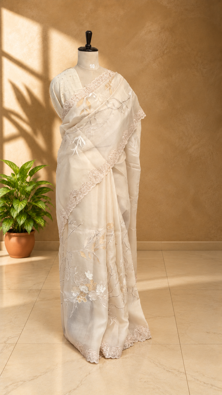 Pure Organza White Applique Saree