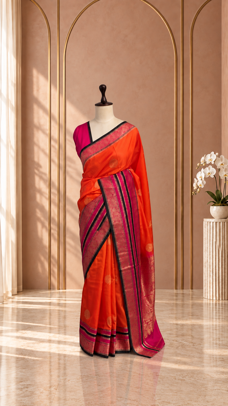 Blended Viscose Pattu Contrast Saree