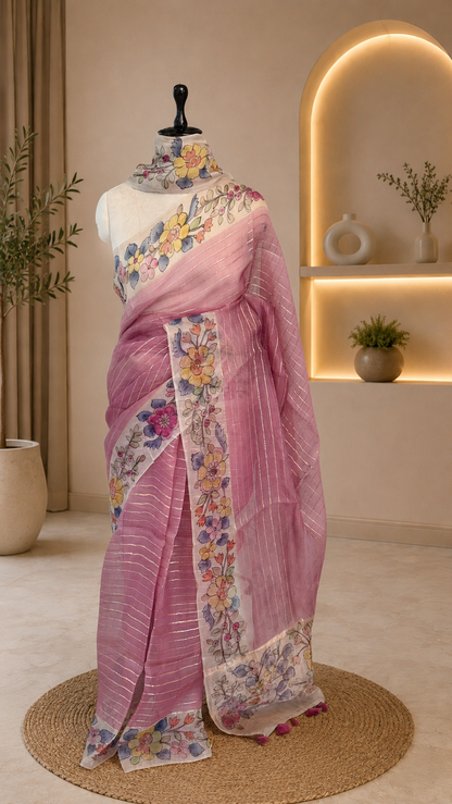 Pure Organza Printed Silk Saree