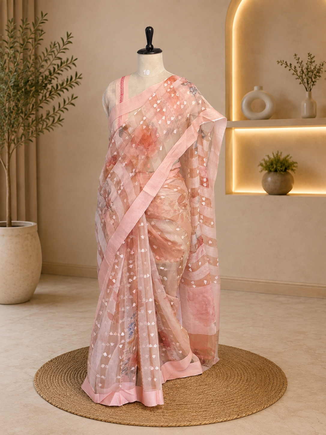 Pure Organza Silk Saree Peach