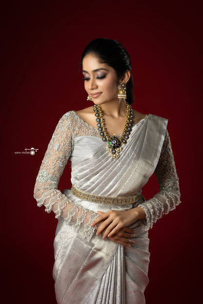 Silver Monotone Woven Silk