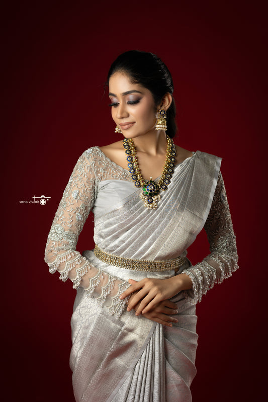 Silver Monotone Woven Silk