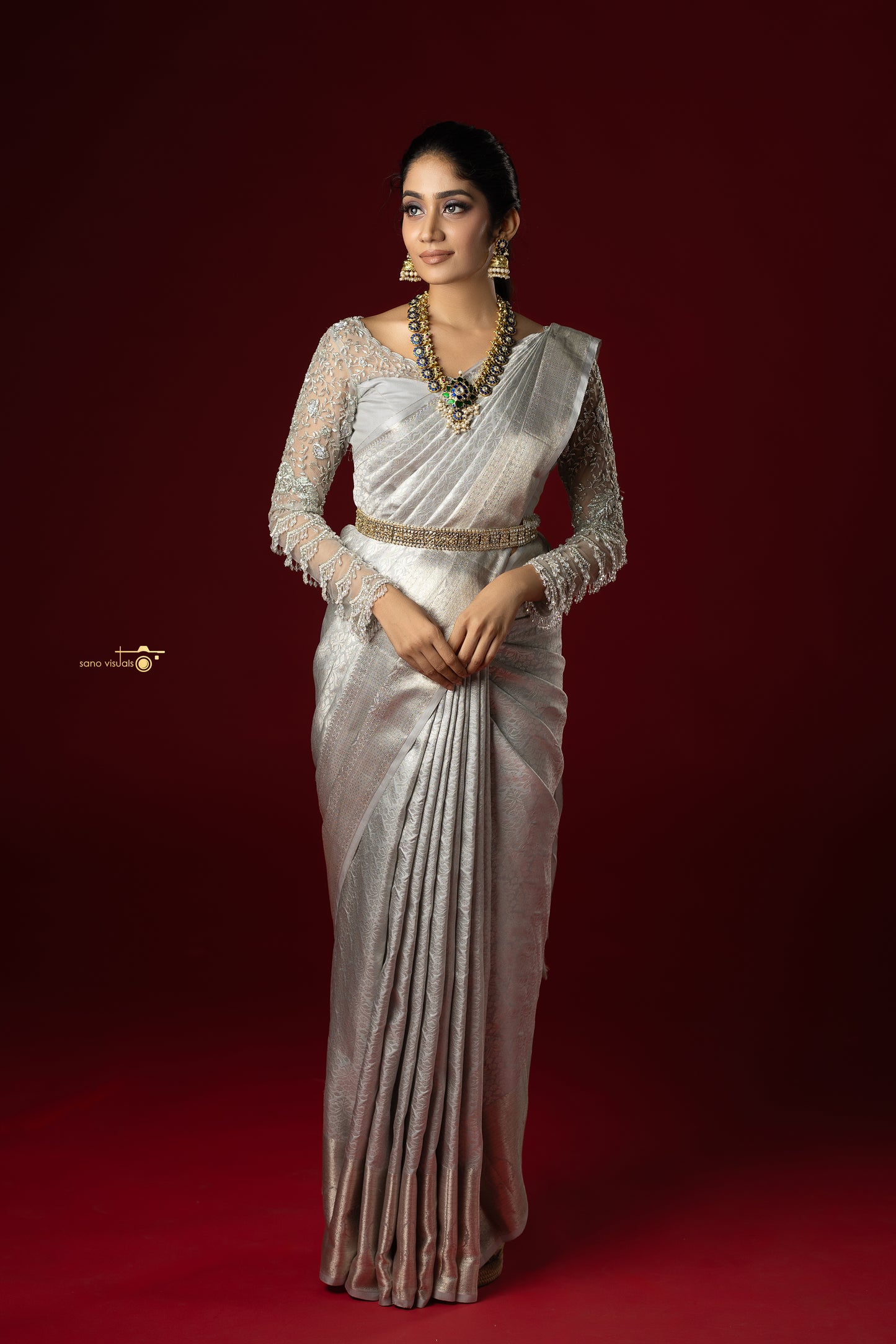 Silver Monotone Woven Silk