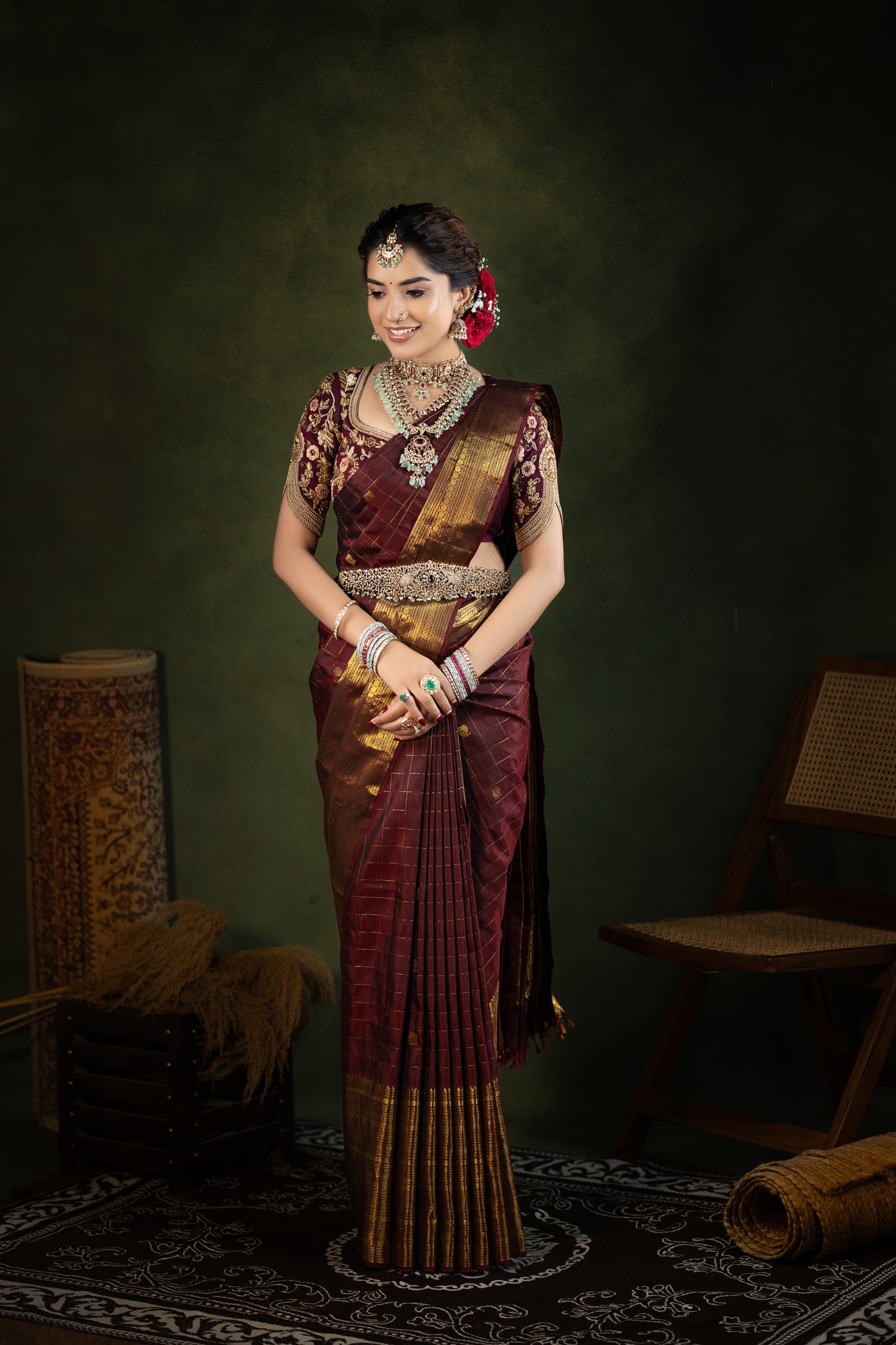 Reddish Brown Pure Kanjivaram
