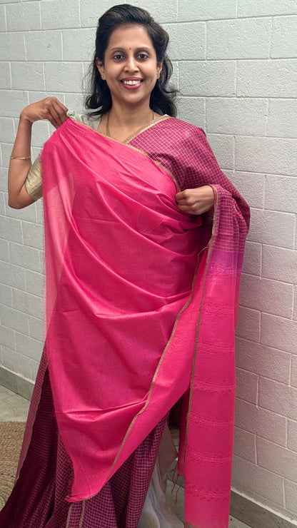 Chanderi Checkered Saree