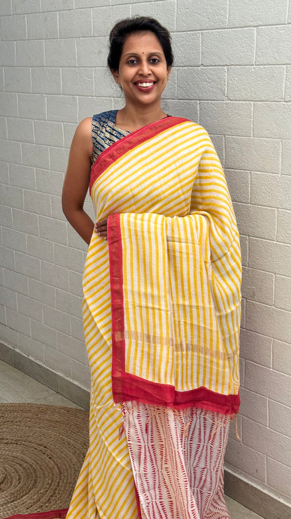 Pure Chanderi Handblock Saree