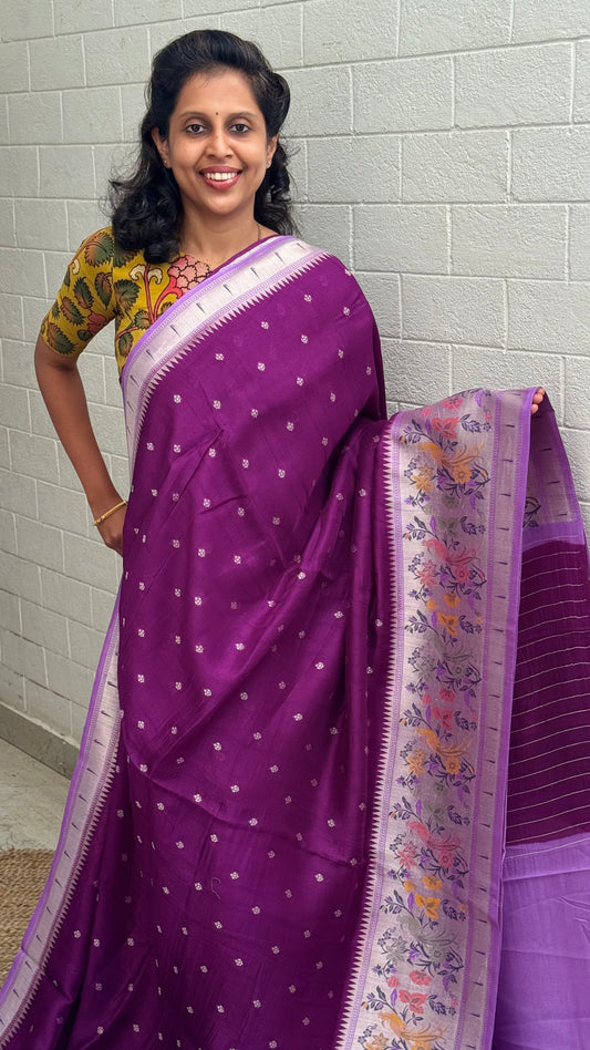 Moonga Tussar Paithani