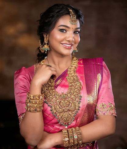 Pink & Purple Gold Woven Kanjivaram