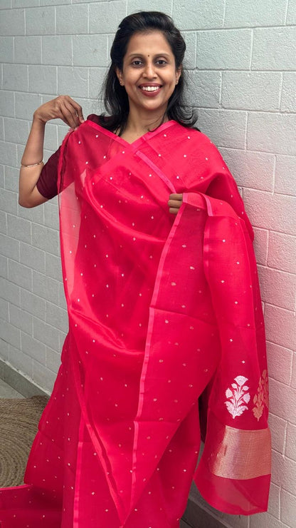 Red Kora Banaras Saree