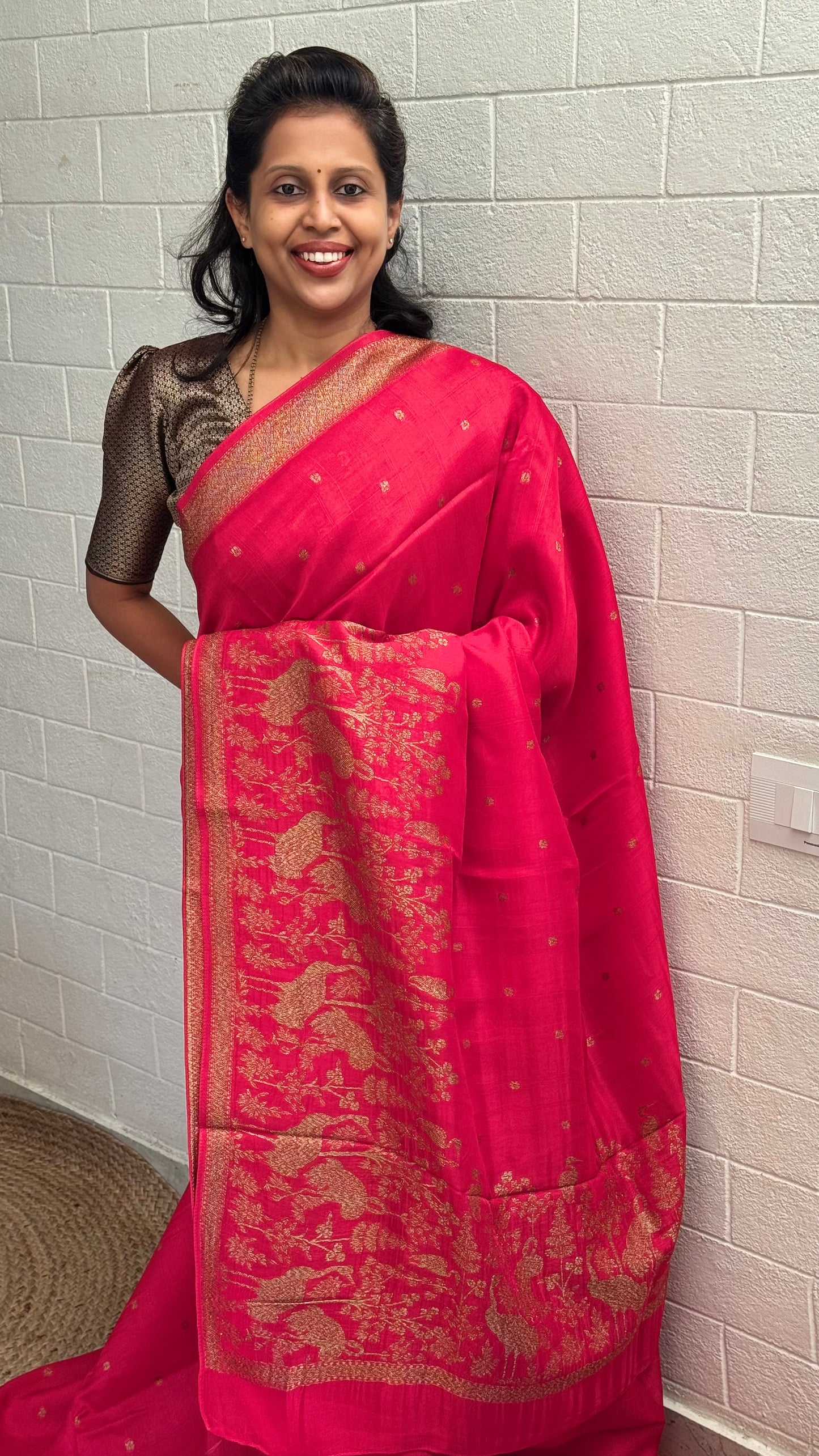 Moonga Tussar Flamingo