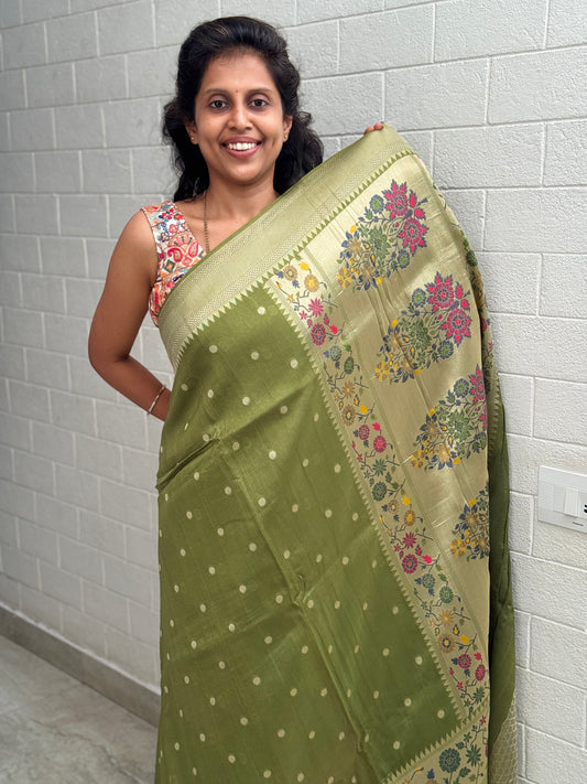 Moonga Tussar Paithani