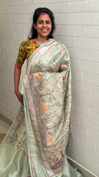 Tissue Embroidered Saree