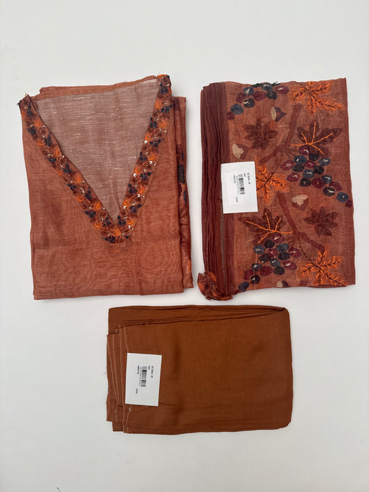Chanderi Kantha Unstitched Suit