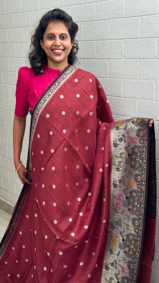 Paithani Moonga Tussar