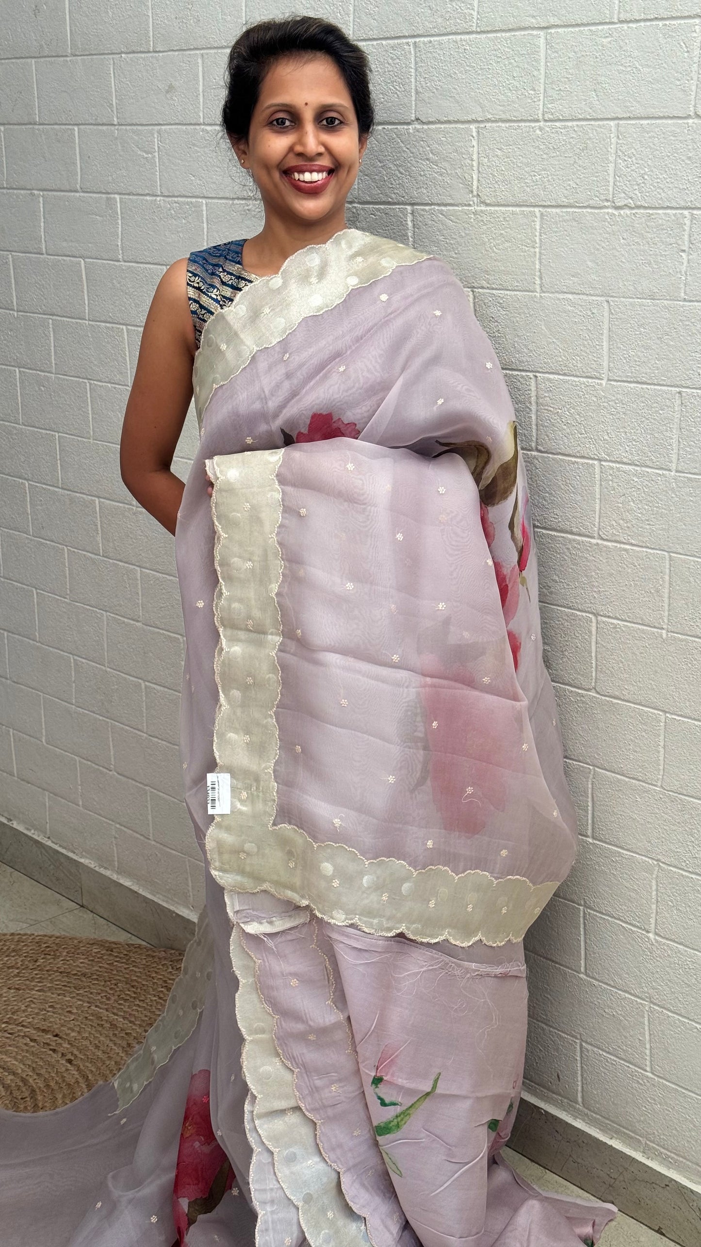 Pure Organza Pastel Scallop Saree