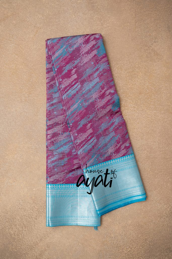 Wine & Blue Brushed Silk
