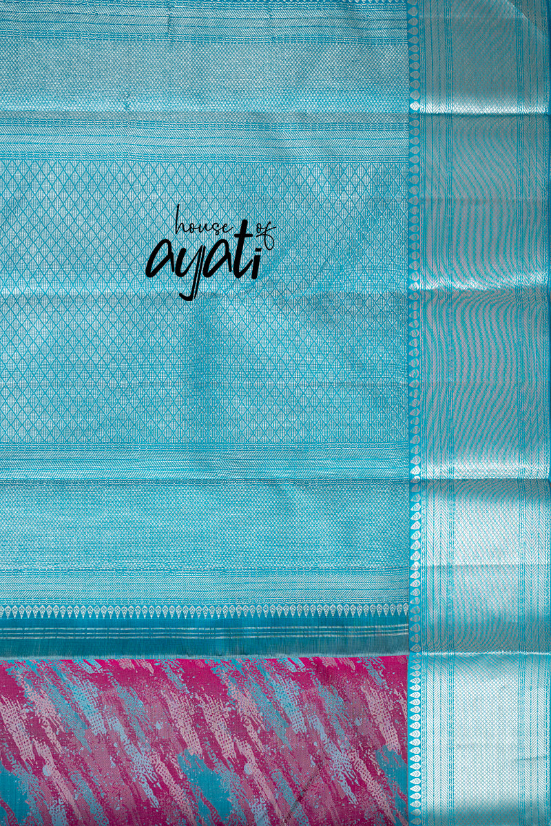 Wine & Blue Brushed Silk
