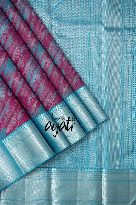 Wine & Blue Brushed Silk