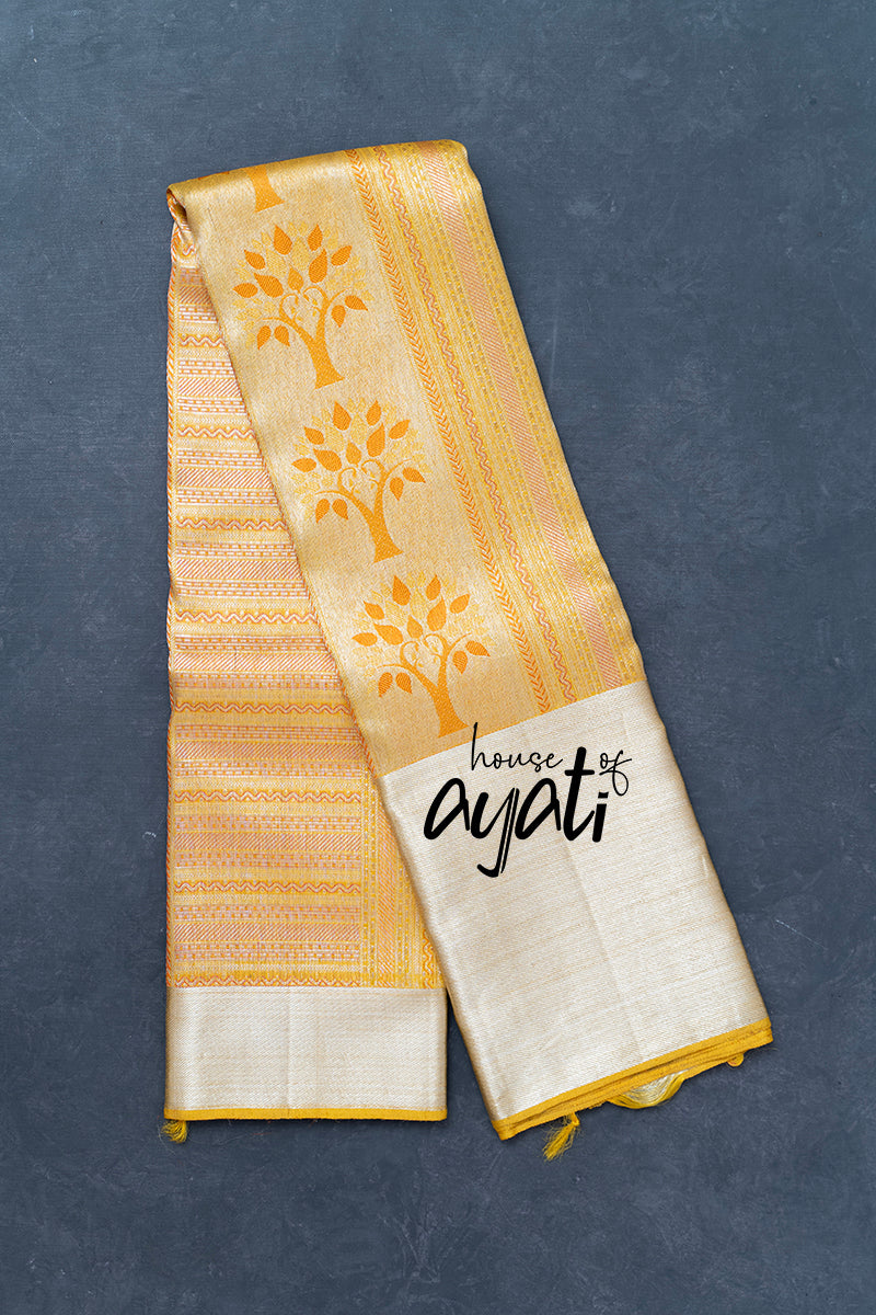 Yellow Silver Zari Muhurtham Silk