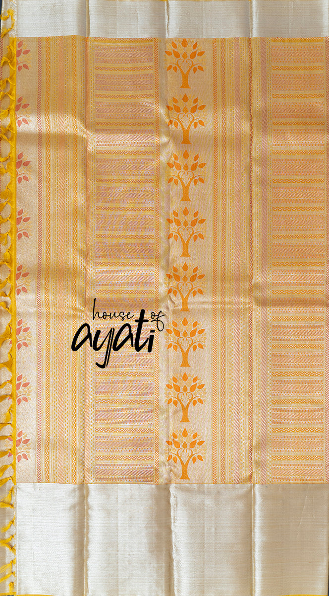 Yellow Silver Zari Muhurtham Silk