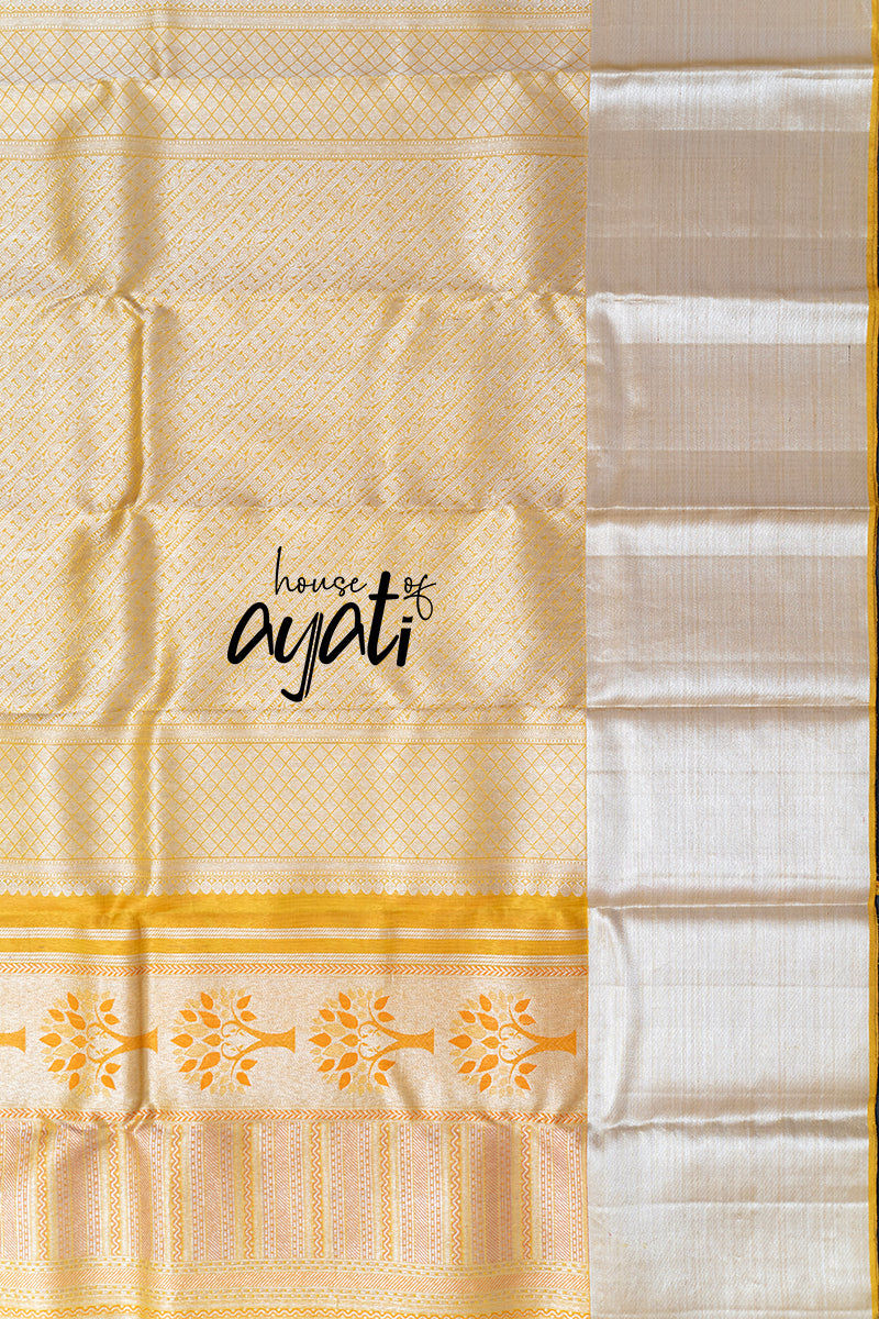 Yellow Silver Zari Muhurtham Silk