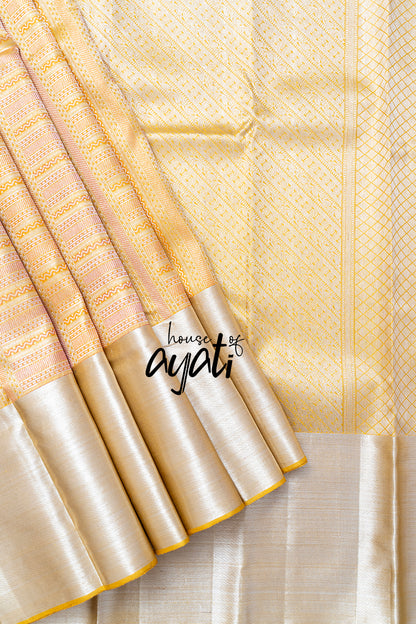 Yellow Silver Zari Muhurtham Silk