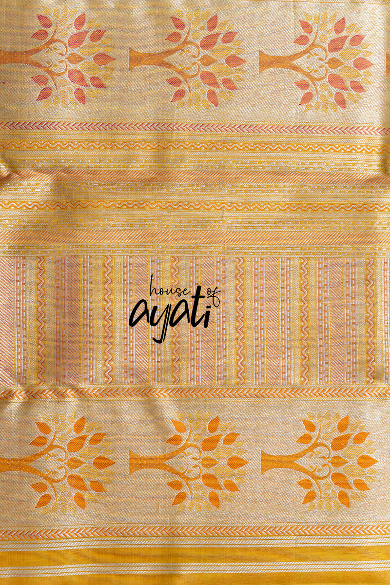 Yellow Silver Zari Muhurtham Silk