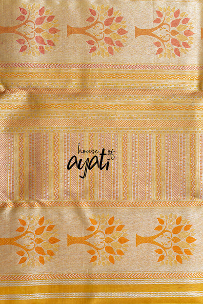 Yellow Silver Zari Muhurtham Silk