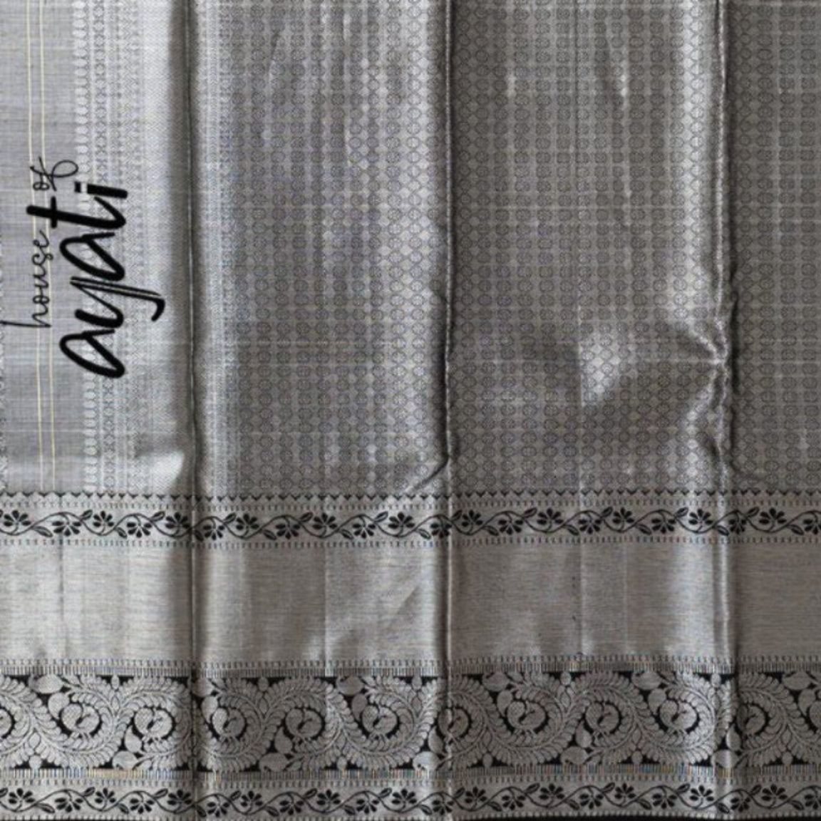 Black Silver Zari Woven Silk