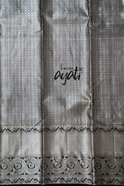 Black Silver Zari Woven Silk
