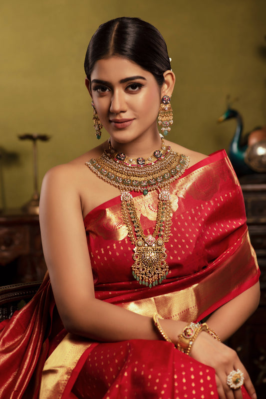 Red Monotone Woven Silk