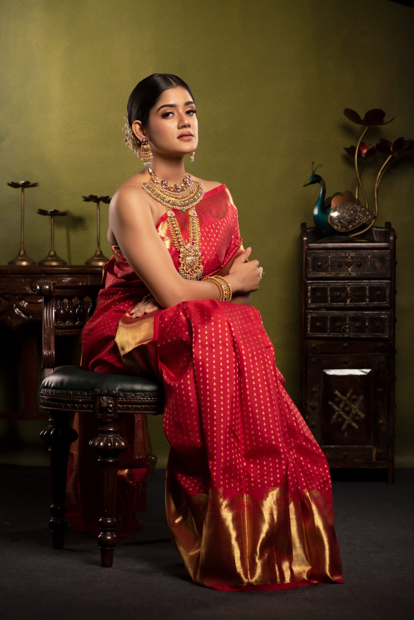 Red Monotone Woven Silk