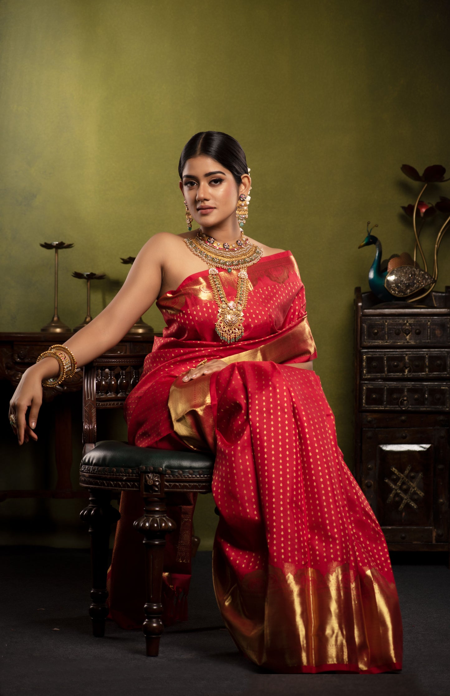 Red Monotone Woven Silk