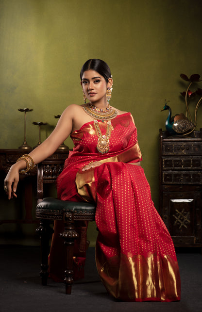 Red Monotone Woven Silk