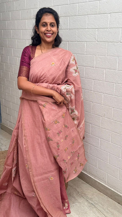Chanderi Knot Work Saree