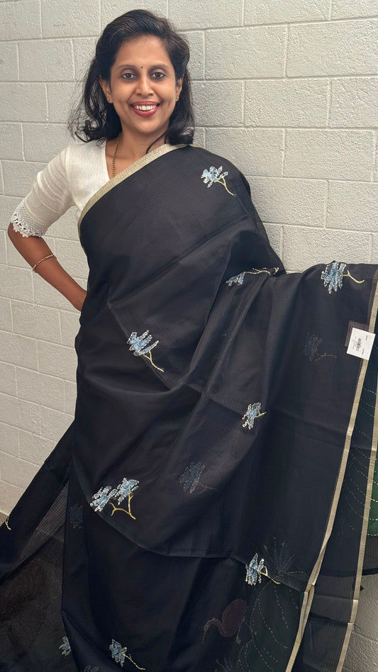 Black Kota Kantha Saree
