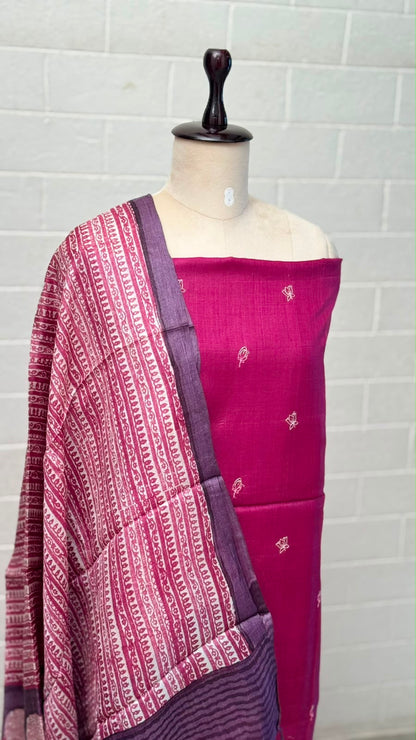 Tussar Silk Unstitched Suit