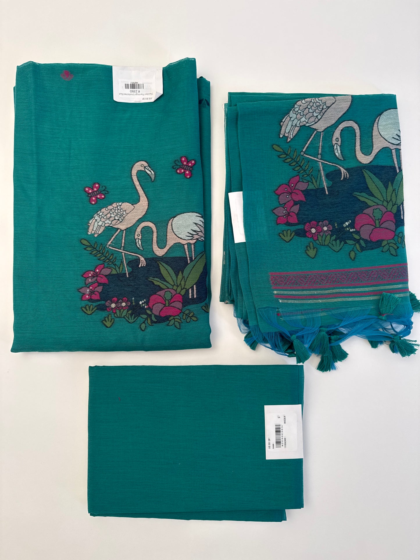 Chanderi Flamingo Unsticthed Suit