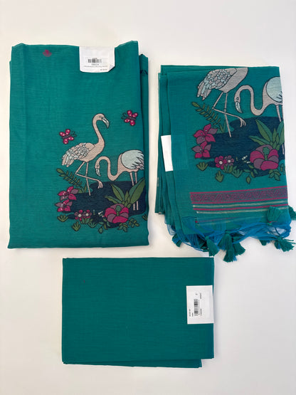 Chanderi Flamingo Unsticthed Suit