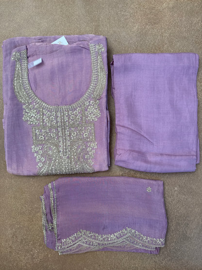 Lavender Shimmer Unstitched Suit