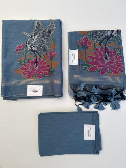 Chanderi Ostrich Unstitched Suit