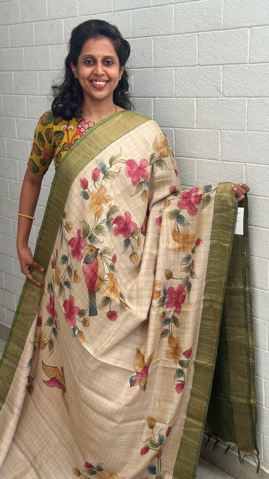 Crush Tussar Hand Painted