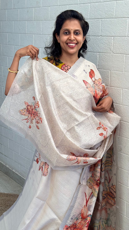 Tussar Floral Knot Work