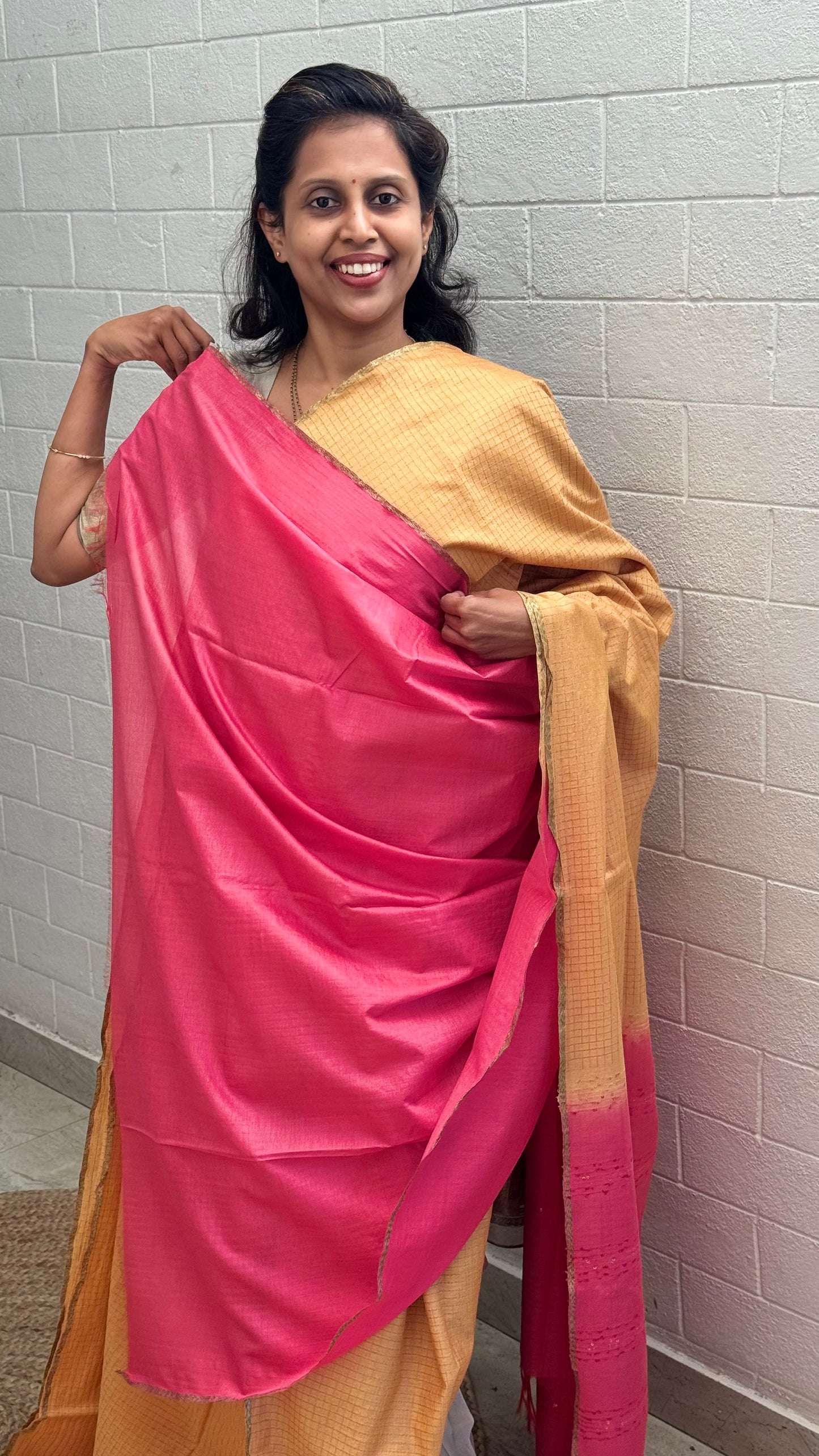 Chanderi Checkered Saree